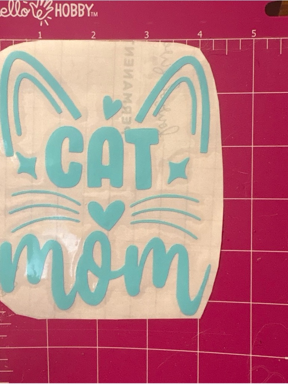 Aqua "Cat Mom" Vinyl Pet Decal